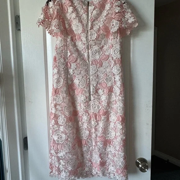 NWT | Calvin Klein | Pink Sheath Dress with Flutter Cap Sleeves - Picture 7 of 9